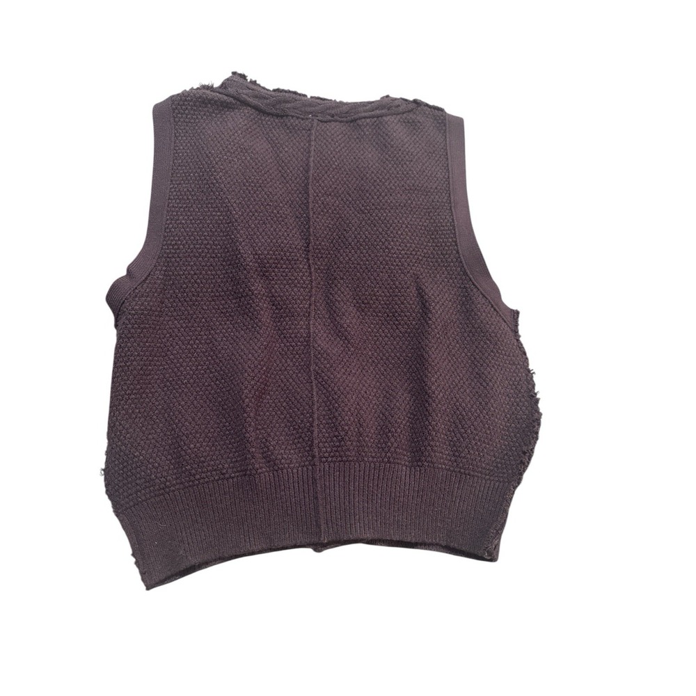 🤑Free People 🤎Brown Cable Knit V-Neck Button Up Sweater‎ Vest Top Small - Picture 4 of 5